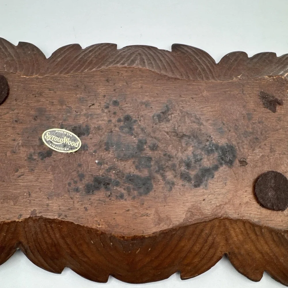 Vintage Syroco Wood Leaf Decorative Tray‎ with Handles Fall Holiday